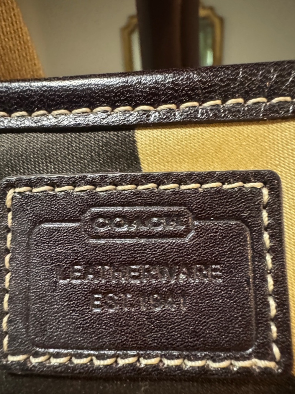 Coach Mini Tote in Beige, Black & Blue Graphic Print - Picture 2 of 7